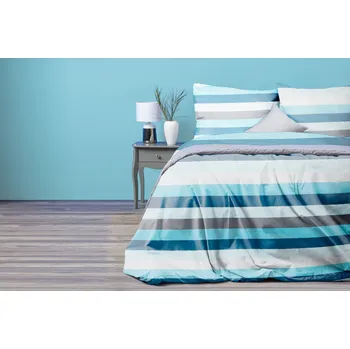 Povlečení Povlečení z mikrovlákna VIOLI 160x200 cm bílé/modré/šedé