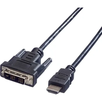 Audio kabel Value DVI kabel DVI-D 18 plus 1 pól Zástrčka, Zástrčka HDMI-A 1.00 m černá 11.99.5519 stíněný DVI kabel