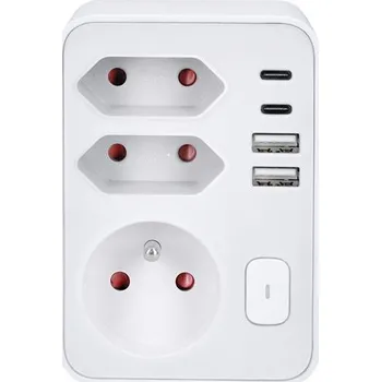 inst.rozdv.1x16A plus 2x2,5A plus 2xUSB A plus C plus vyp. bílá