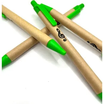 Světle zelené pero s potiskem houslový klíč