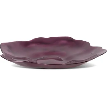 DEKORAČNÍ SKLENĚNÁ MISKA NIKEL (FI) 40X5 CM BORDOVÁ