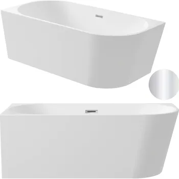 Vana AQUAUNO VOLNĚ STOJÍCÍ ROHOVÁ VANA LEVÁ 150x75 cm, CHROMOVÁ VÝPUST A PŘEPAD