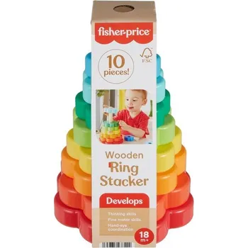 Hračka pro nejmenší Dřevěná hračka Fisher-Price Pyramida barevné kytičky 18 m+