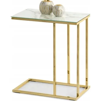 Konferenční stolek KONFERENČNÍ STOLEK VE STYLU GLAMOUR VASTO BÍLÝ MARMOR NA ZLATÉ PODSTAVĚ