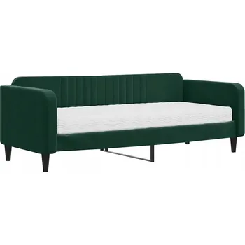 Pohovka Tmavě zelená rozkládací pohovka 2 v 1 s matrací 223 x 100 x 75 cm