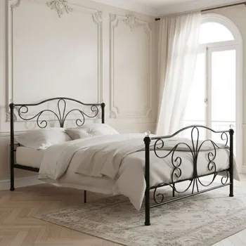 Postel Moderní kovová postel se stabilním rámem a vysokým čelem Šířka: 140 cm | Délka: 200 cm