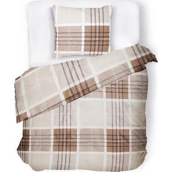 Povlečení Povlečení z mikrovlákna Prunel 140x200 cm bílé/hnědé