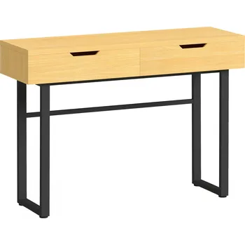 Konferenční stolek Úzký předsíňový stolek se 2 zásuvkami 110 x 35 x 76,5 cm | přírodní