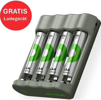 Článková baterie GP Aktion Gratis Ladegerät USB-Modell Ladegerät GP B441 inkl. 4x AAA-Akku akumulátor AAA Ni-MH 850 mAh 1.2 V 1 sada