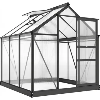 Skleník Polykarbonátový skleník 190 x 192 x 201 cm | šedý