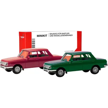 Modelová železnice Herpa 013918-002 H0 model osobního automobilu Wartburg 353 66, karmínově červený a atlanticky zelený