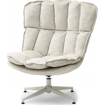 Křeslo VELKÉ BÉŽOVÉ OTOČNÉ KŘESLO S MĚKKÝM SEDÁKEM JASPER NA KRÉMOVÉ NOZE