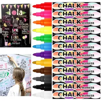 12 BAREV SILNÉ KŘÍDOVÉ FIXY POPISOVAČE FIXY FLUORESCENČNÍ