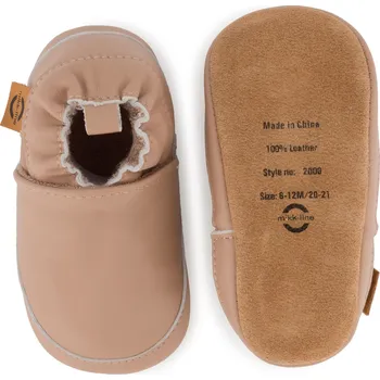 Capáčky MIKK-LINE Dětské kožené capáčky – barefoot, protiskluzové 0-6 měsíců Růžová