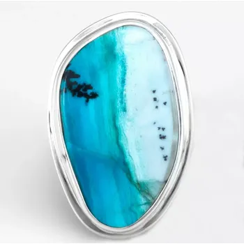 Prsten Velký stříbrný prsten (Ag 925/1000) s tyrkysem v chryzokolu QAA, vel. kamene cca 33 x 21 mm, krásné probarvení, VELIKOST 57, RARITA (TCH1756R)