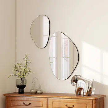 Zrcadlo Nástěnné dekorativní zrcadlo, 2 kusy | černé