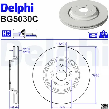 Brzdový kotouč Brzdový kotouč DELPHI BG5030C