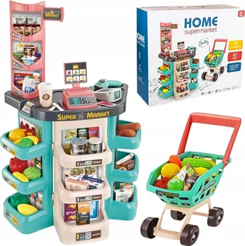 Hra na obchod SUPERMARKET HRAČKÁŘSTVÍ PRO DĚTI NÁKUPNÍ VOZÍK VÁHA TERMINÁL SKENER