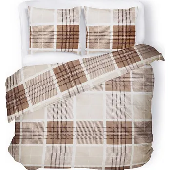 Povlečení Povlečení z mikrovlákna Prunel 160x200 cm bílé/hnědé