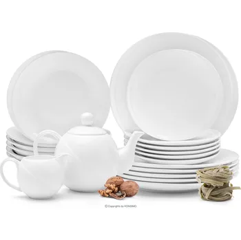 Talíř Porcelánová sada nádobí 20 ks RESEDA pro 6 osob bílá