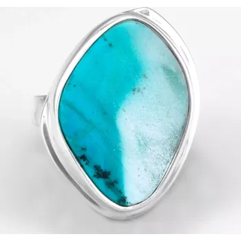 Prsten Stříbrný prsten (Ag 925/1000) s tyrkysem v chryzokolu QAA, vel. kamene cca 27 x 20 mm, krásné probarvení, VELIKOST 57, RARITA (TCH1263R)