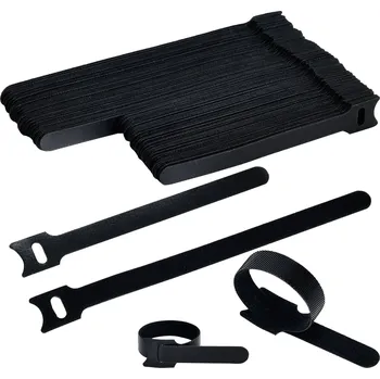 Stahovací páska TRU COMPONENTS T24CA059 kabelový manažer na suchý zip ke spojování háčková a flaušová část (d x š) 150, 200 mm, mm x 12 mm černá 100 ks