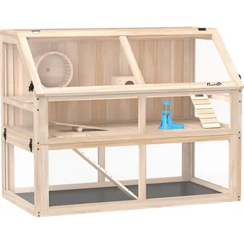 Dřevěná klec pro křečky 95 x 53 x 76 cm | přírodní