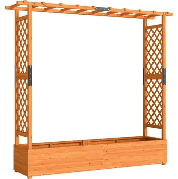 Vyvýšený záhon Vyvýšený záhon s mříží a střechou 196 x 44 x 181 cm | přírodní