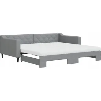 Pohovka Rozkládací lehátko-pohovka světle šedá 223 x 110 x 67 cm, s matracemi 100 x 20