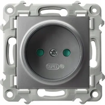 Elektrická zásuvka ZÁSUVKA BEZ UZEMNĚNÍ S CLONKAMI OSPEL ŠAFÍR GP-1ZP/m/70 ŠEDÁ MATNÁ