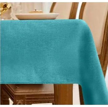 ubrus Ubrus na stůl voděodolný imitace lnu tyrkysově modrý 110 x 140 Cm