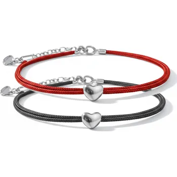 Náramek ANNA PERLY Set dvou provázkových trendy náramků v červené a tmavě šedé barvě