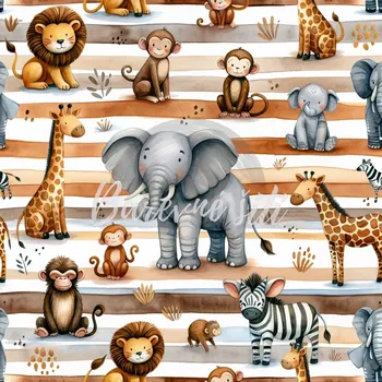 Úplet, Africká zvířátka, hnědé proužky (E) (Top kvalitní úplet Bella digitisk)