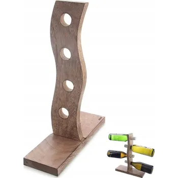 Stojan na víno DŘEVĚNÝ STOJAN NA VÍNO PRO 4 LAHVE Z MANGOVÉHO DŘEVA | REGÁL NA ALKOHOL