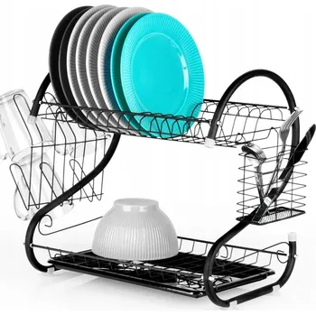 Odkapávač na nádobí ODKAPÁVAČ NA NÁDOBÍ DVOUÚROVŇOVÝ STOJÍCÍ ČERNÝ