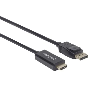 Audio kabel Manhattan DisplayPort / HDMI kabelový adaptér Konektor DisplayPort, Zástrčka HDMI-A 1.80 m černá 152679 Kabel DisplayPort