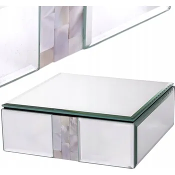 Šperkovnice SKLENĚNÁ ŠPERKOVNICE NA ŠPERKY KAZETA GLAMOUR STŘÍBRNÁ