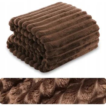 Přehoz na lůžko DEKA přehoz na postel s reliéfními pruhy přehoz na pohovku 160x200 HNĚDÁ NUVIO