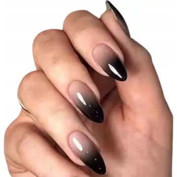 Umělé nehty Umělé nehty Mandlové Ombre Gradient Černá Nude Samolepicí