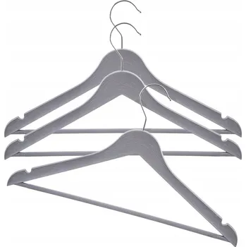 Věšák ŠEDÁ OTOČNÁ RAMÍNKA NA OBLEČENÍ DO SKŘÍNĚ, PLASTOVÁ SADA 3 KUSŮ