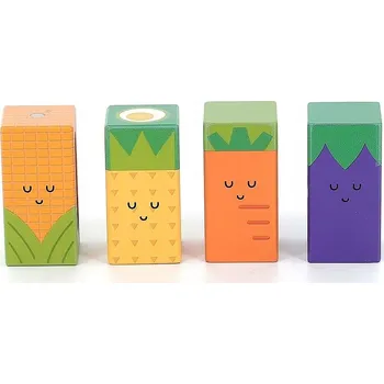 Dřevěná hračka VILAC: Dřevěné senzorické stavebnice Ovoce