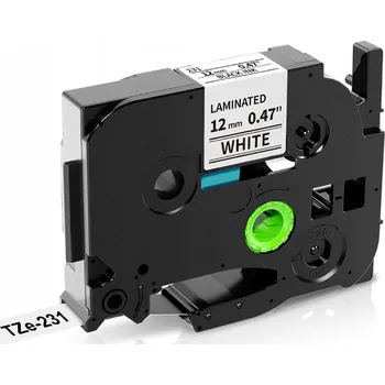 Pásek do tiskárny Laminovaná páska TZe-231 pro tiskárny Brother, 12 mm x 8 m, bílá