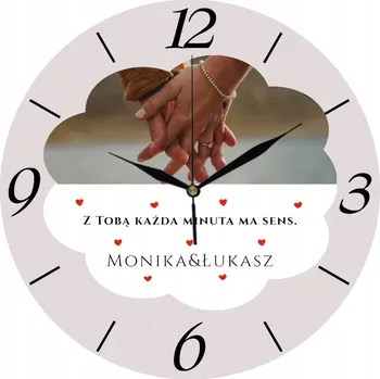 Hodiny Nástěnné Hodiny Dárek Valentýn pro Pár s citátem + Fotka + Jména 35cm