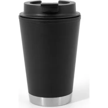 Termohrnek FIGLIOLI. Dvoustěnný, nepropustný cestovní kelímek z PP - Černá