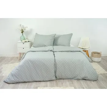 Povlečení Povlečení krep Puntík šedý 140x200 a 70x90 cm