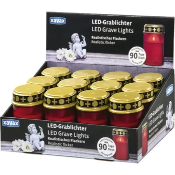 Příslušenství pro LED osvětlení Hama Xavax LED hřbitovní svíce, min. 500 hodin svícení, červená H110372