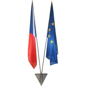 Vlajka Komplet: interiérový stojan + vlajky - stojan 2-ramenný + ČR a EU