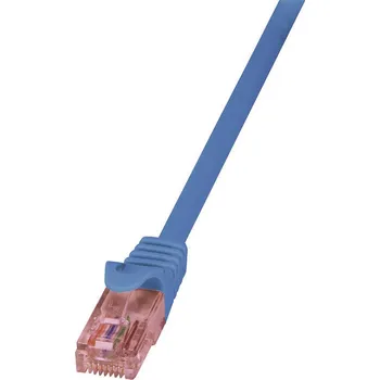Datový kabel LogiLink CQ2056U RJ45 síťové kabely, propojovací kabely CAT 6 U/UTP 2.00 m modrá samozhášecí, s ochranou 1 ks