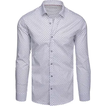 Pánská bílá košile s geometrickým vzorem DStreet šedá 3054738