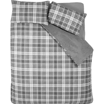 Povlečení Šedé povlečení na jednolůžko s beránkem 135x200 cm Cosy Sherpa Check – Catherine Lansfield ID_1802135